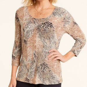 Chico's Animal Print Blouse Size Medium